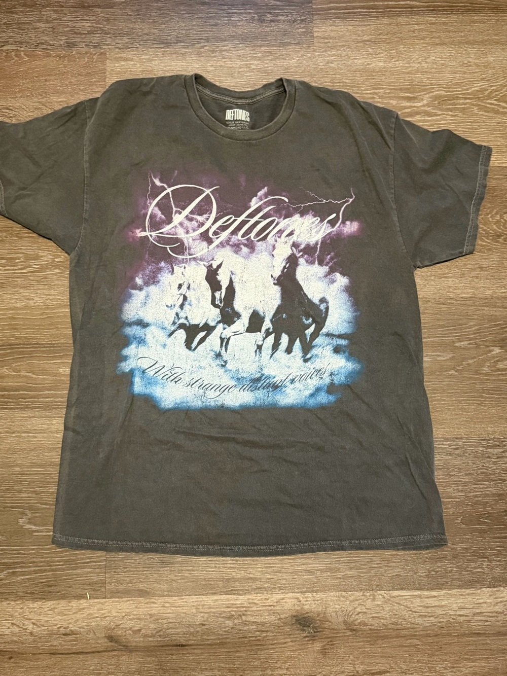 Deftones Short Sleeve Graphic Tee - Black with Purple & Blue Print